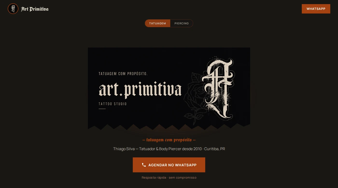 Conceito 3 — Dupla Técnica — proposta visual pro Art Primitiva · Online Já