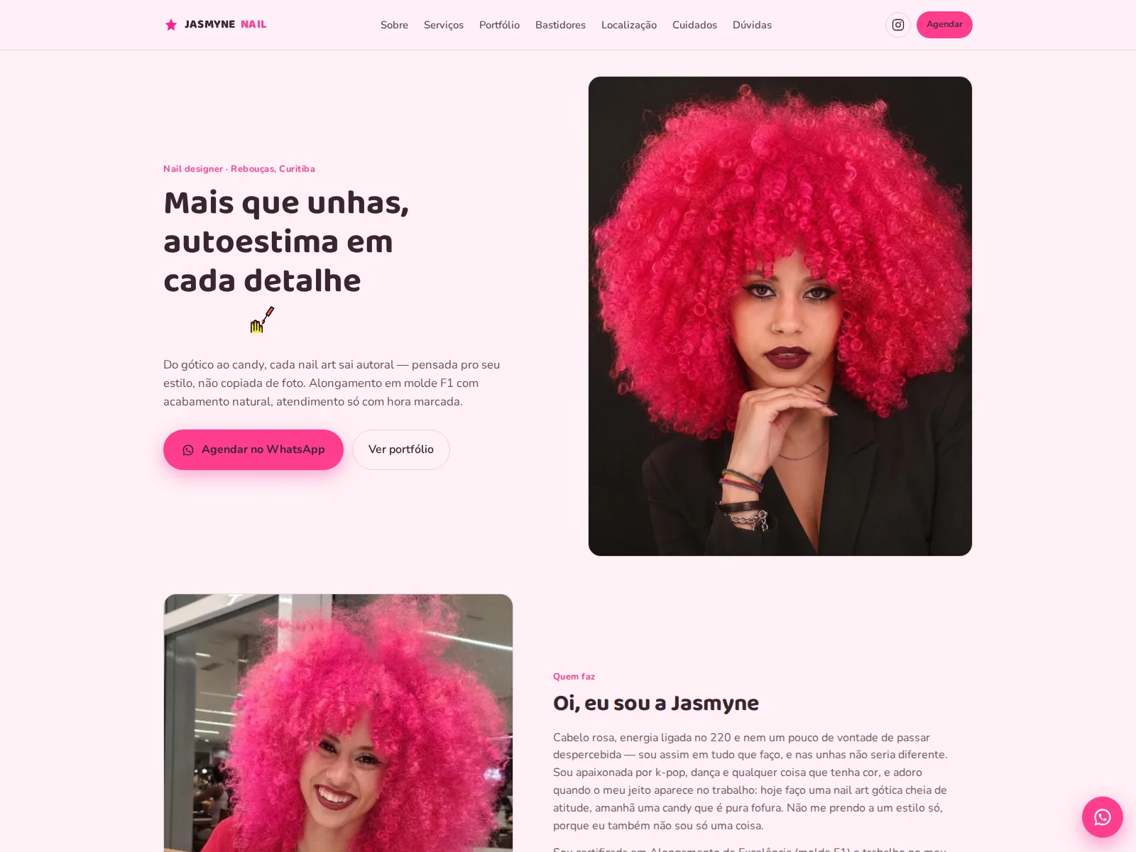 Jasmyne Nail — cliente real · Online Já